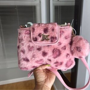 Juicy Couture Live Laugh Pink Leopard Bubble Gum Pink Crossbody Bag